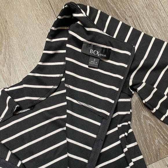 BCX Women’s Fit & Flare Skater Short Sleeve Stripe Dress Black & White Size 3 - Picture 10 of 16